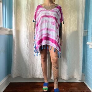 c&t beach pink dyed beach mini shirt dress size large